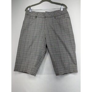 TEHAMA Women's‎ Plaid Capri Pants Size 8 Gray Pink Classic Fit